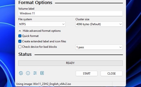 Select Format Options to Burn ISO