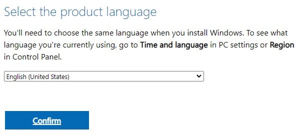 Select Language for Windows 11 ISO File