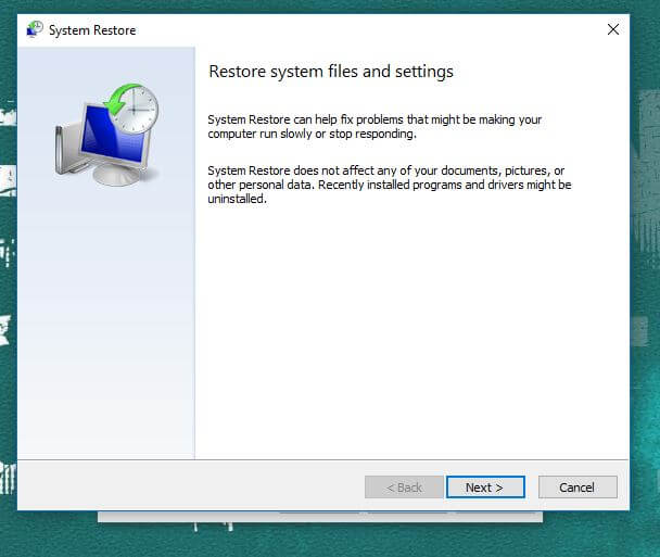  System Restore Wizard