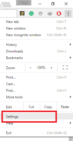 chrome settings