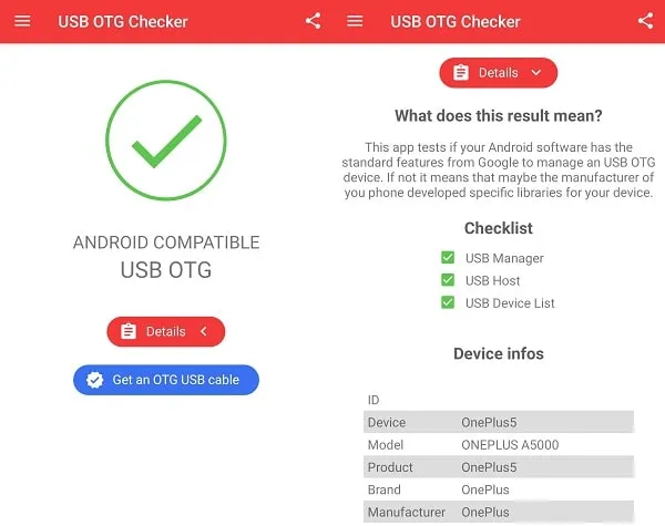 Android compatible with USB OTG
