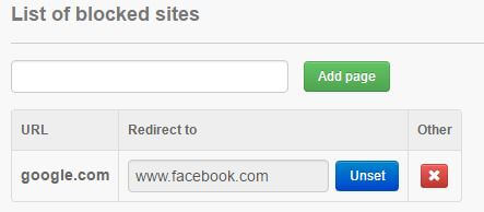 Redirect block site