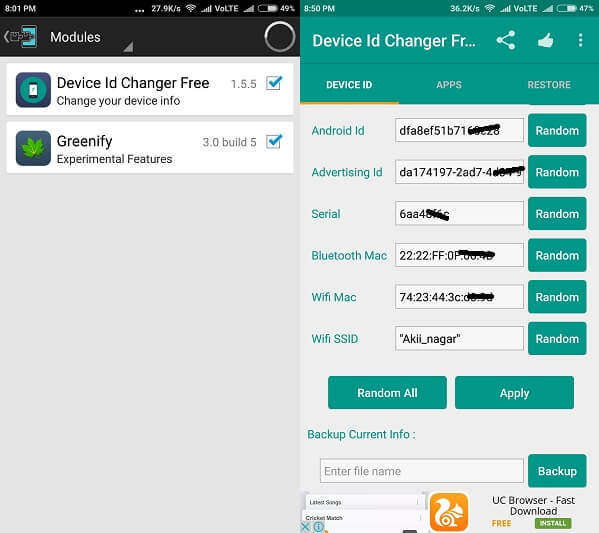 change mac address android - Device ID Changer
