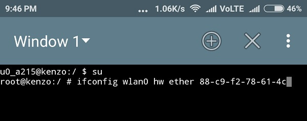 change mac address android Terminal Emulator 4