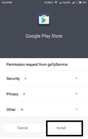 test android download and install from google play store