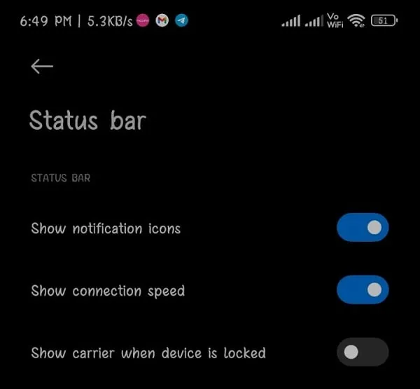 Show Network Speed on Android Status Bar MIUI