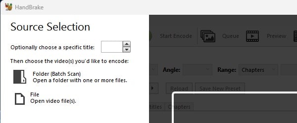 Select Video File in Handbrake