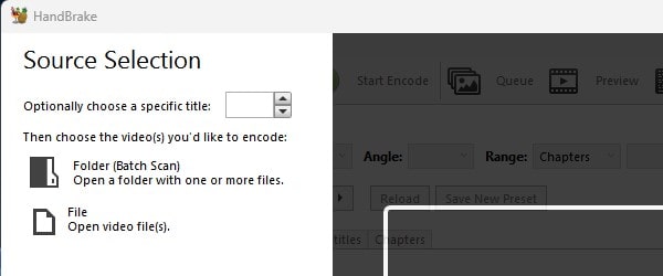 Select Video File in Handbrake