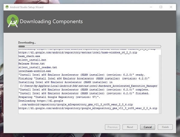 Install Android Oreo on PC - Android Studio Downloading Components