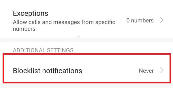 Block text messages - blocklist notification never