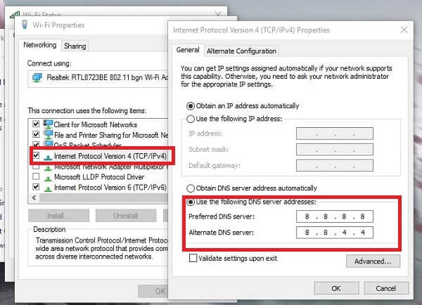 Change DNS - DNS PROBE FINISHED NO INTERNET