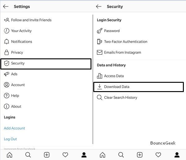 Instagram App - Download Data