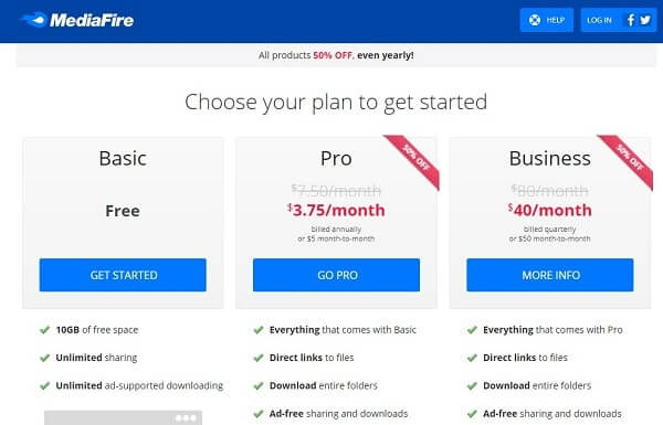 Mediafire-Alternatives to Dropbox