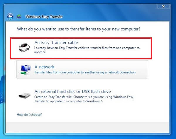 Choose Transfer Cable - Transfer Files from PC to PC