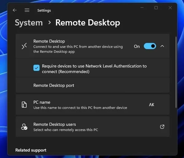 Remote Desktop Enabled