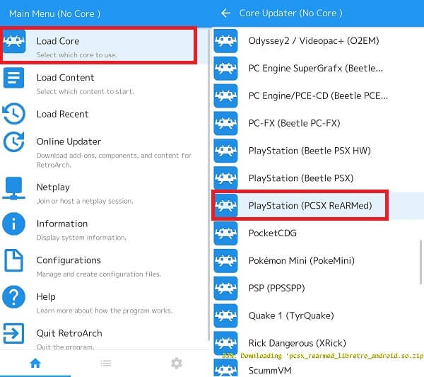 RetroArch Load PS - PlayStation Emulator Android