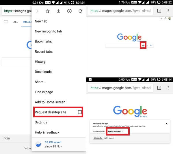 Upload and reverse image search Android