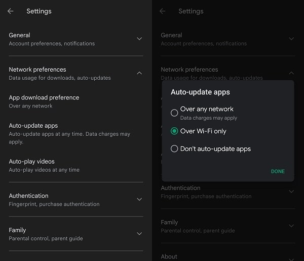 Auto Updates Android Apps over WiFi Only