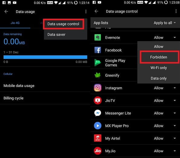 Data Usage Control