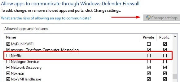 Disable App firewall