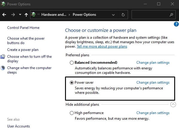 Laptop battery draining quickly - Power Saver