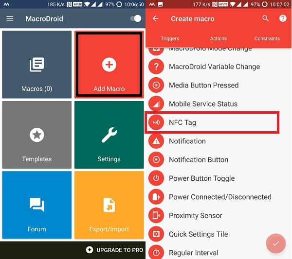 MacroDroid App - Add NFC Tag