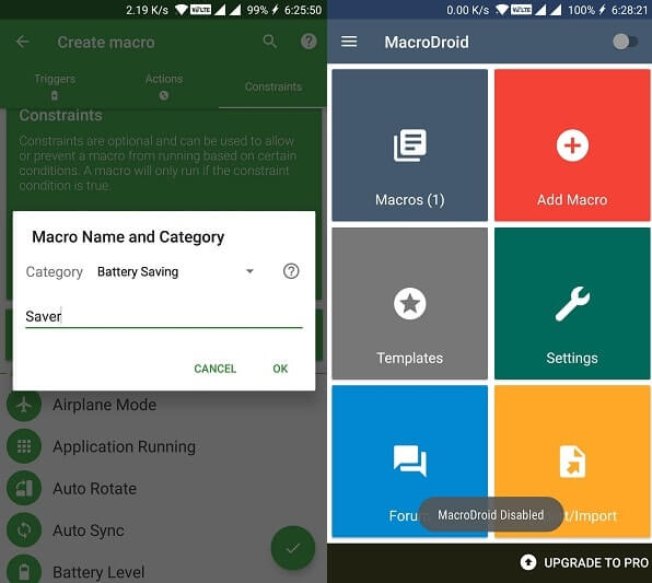 MacroDroid - Category and macro name