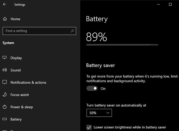 Turn battery saver automatically