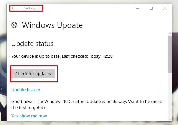 Windows Update - Check for Update