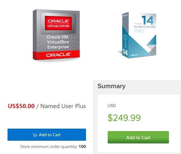 Pricing - VMware vs VirtualBox.