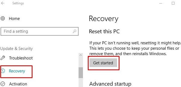 Reset this PC.