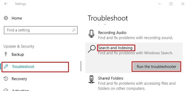 Search and Indexing Troubleshooter