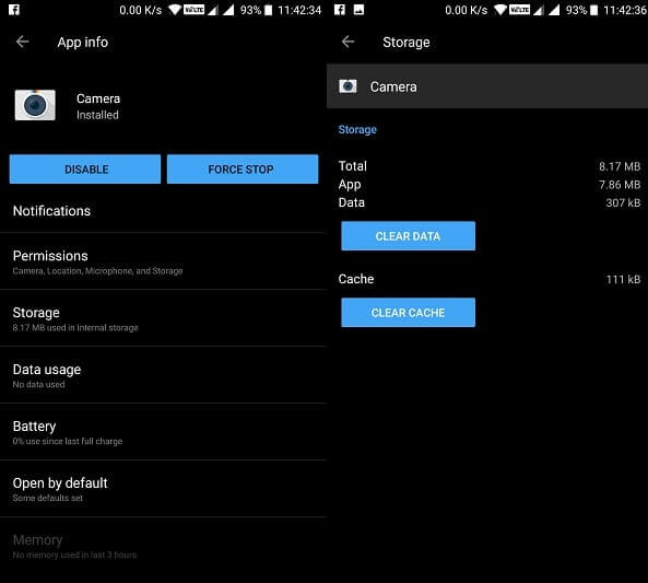 Clear cache and data - unfortunately Camera has stopped