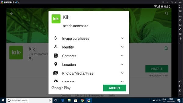 Install KIK App on MEMU