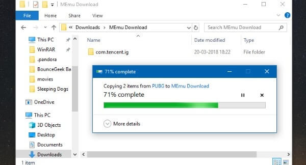 Move folder into MEmu Download