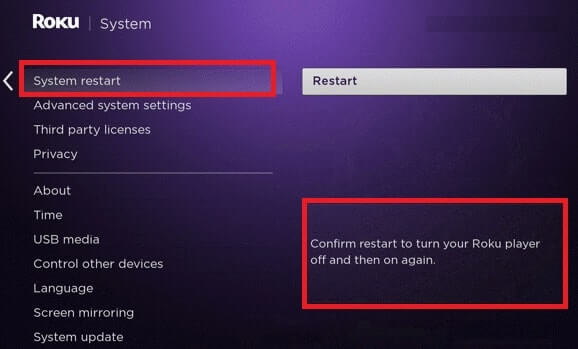 Roku System Restart.