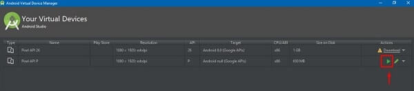 Run Android P Emulator
