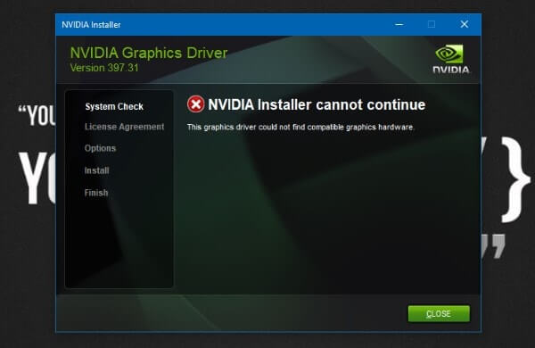 NVIDIA Installer cannot continue