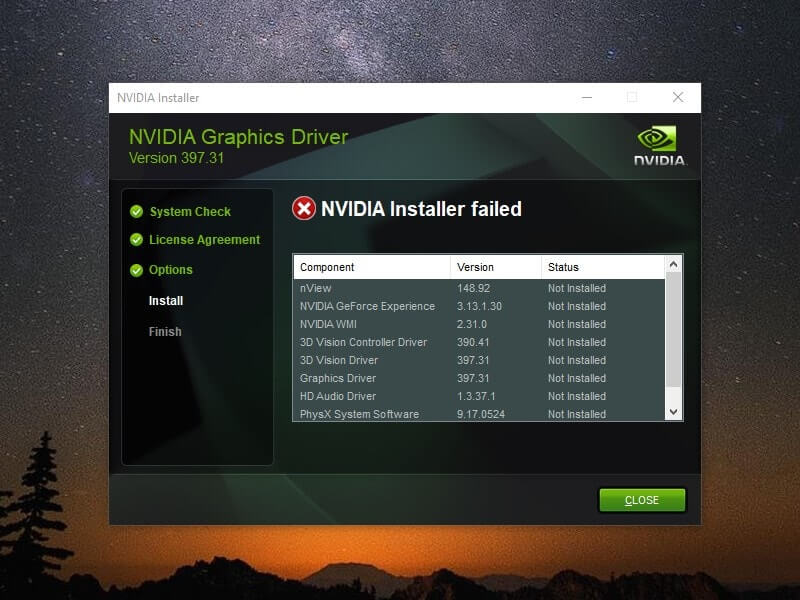 NVIDIA Installer failed