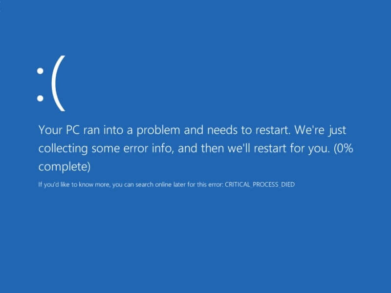 windows 10 critical process died