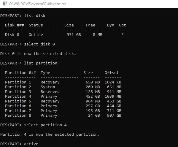 Make Primary Partition Active