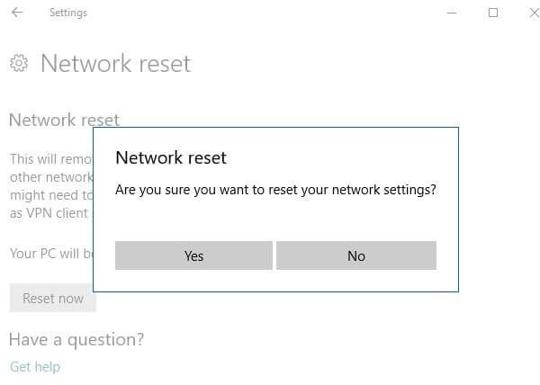 Network Reset