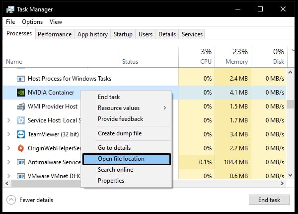 Open NVIDIA Container Folder and fix missing Control Panel