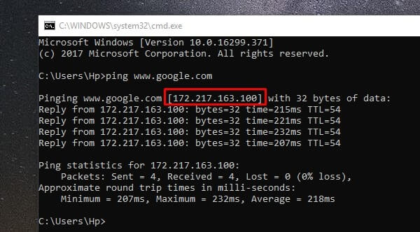 PING Domain and Get IP Address.