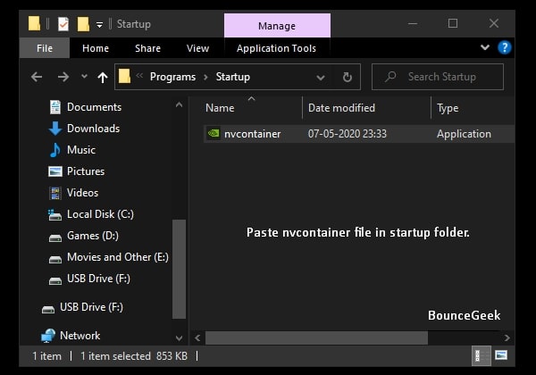 Paste nvcontainer File in Startup Folder