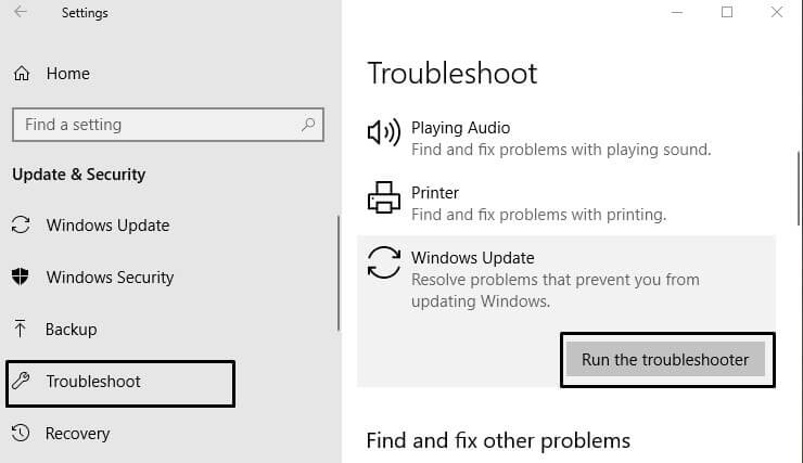 Windows Update Troubleshoot