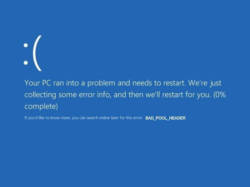 bad pool header Windows 10