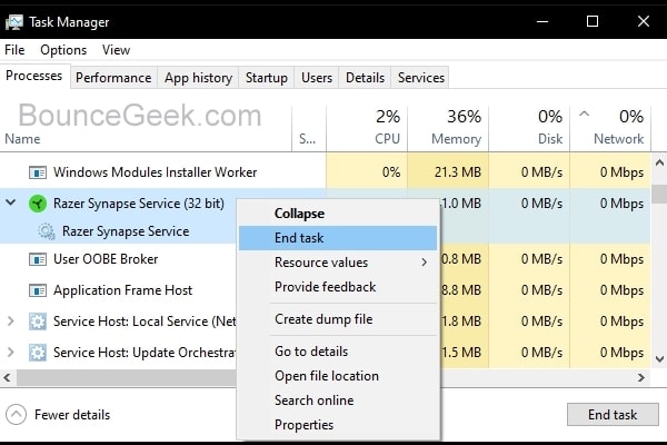 Close all Razer Synapse Processes