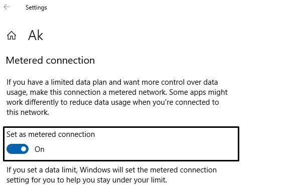 Set as metered connection