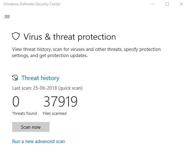 Virus and threat protection
